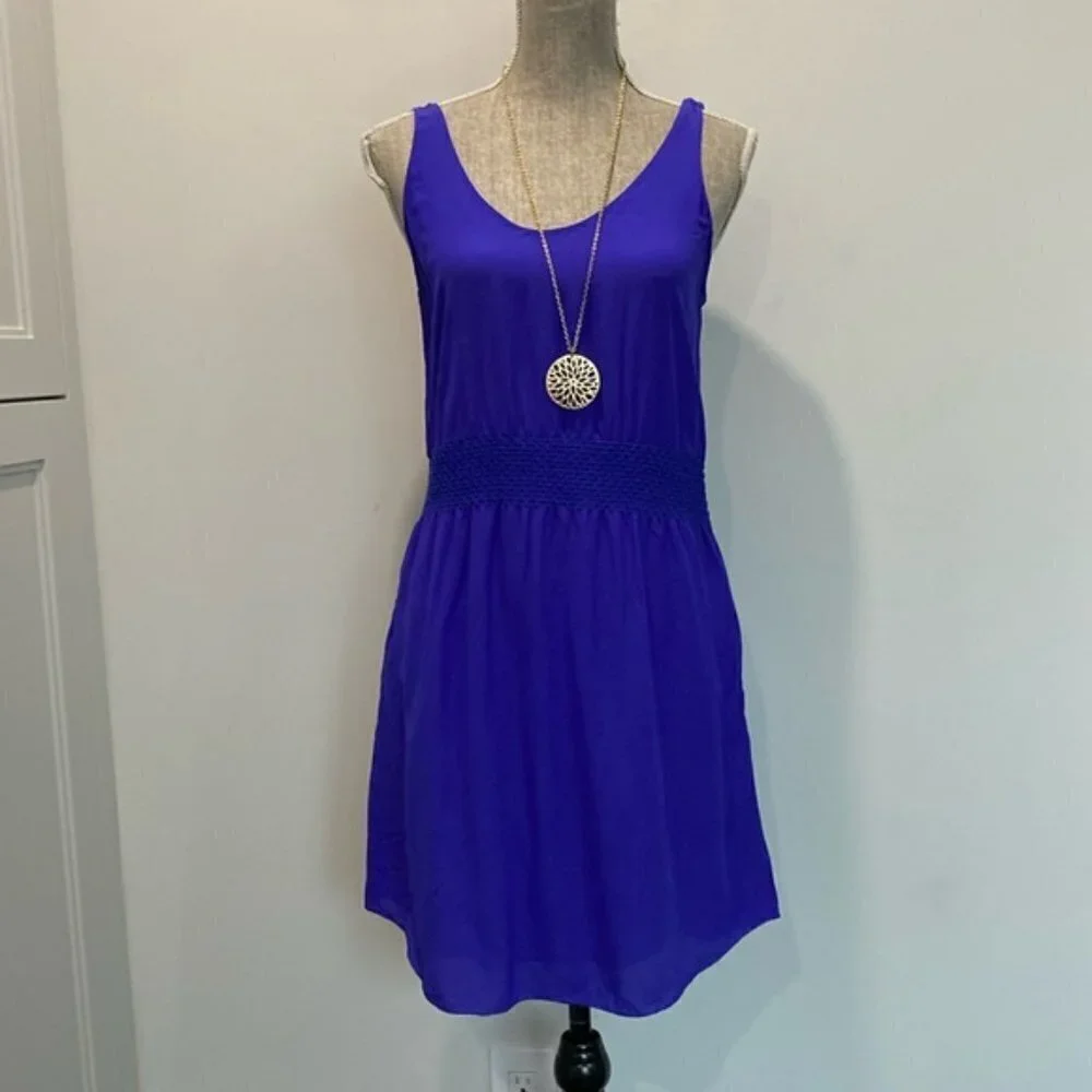 Aritzia Royal Blue Mini Silk Slip Dress - Picture 4 of 13